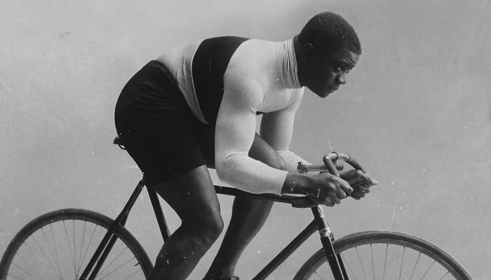 Major Taylor, the first African-American champion of any sport. Winning gold in track cycling at the 1899 World Championships, he preceded Jack Johnson in boxing and Jesse Owens in track & field.